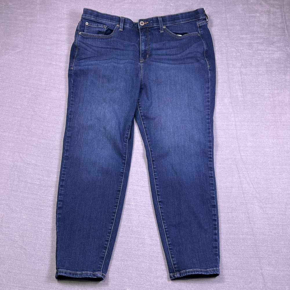 Torrid Womens Blue Denim Whisker Stretch Comfy Sky High Skinny Jeans Size 22R